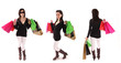 Beautiful woman with a lot of shopping bags. Collection.
