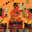 vector color sketch in the style of the ancient Maya