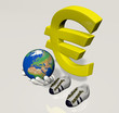 Personaggio Euro con mondo tra le mani