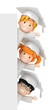 3D render of kids and blankboard