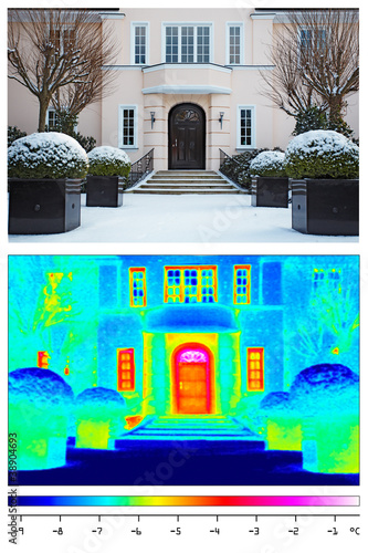 Foto: thermal imaging of a town house thermal imaging of a town house
