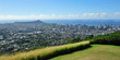 Panoramic view of Waikiki Beach and Honolulu with Diamond Head