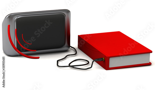 Illustration: Audio book concept - 3d abstract image Audio book concept - 3d abstract image