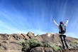 Hiker cheering
