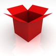 Opened red box on white with shadow. concept of award and gift