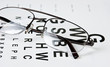 Glasses on eyesight test chart