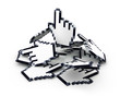 Hand cursor flies from heap of cursors Hand cursor flies from heap of cursors