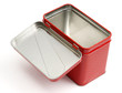 Metal box with lid isolated on white