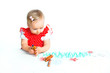 little girl drawing with crayons little girl drawing with crayons
