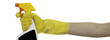 Gloved hand with spray bottle