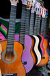 Row of multi-colored mexican guitars