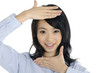 Photo: young woman showing framing hand gesture, young woman showing framing hand gesture,