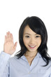 Photo: picture of lovely young woman showing stop sign picture of lovely young woman showing stop sign