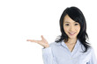 Photo: young happy smiling businesswoman gesturing young happy smiling businesswoman gesturing