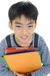 Little boy ready to school isolated