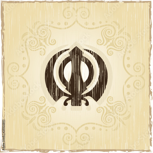 Vector: Grunge Ek Onkar, Khanda the holy motif Grunge Ek Onkar, Khanda the holy motif