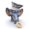 3d Elephant Chef with wooden spoon