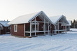 wooden house in Lapland in winter landscape wooden house in Lapland in winter landscape