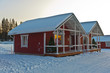 wooden house in Lapland in winter landscape wooden house in Lapland in winter landscape