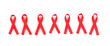Aids awareness red ribbons isolated on white