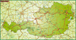 Landkarte von Österreich mit Verkehrsnetz in bunt