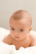 Cute baby lying on the white blanket