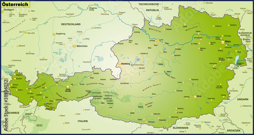Vektor: Landkarte von Österreich als Übersichtskarte Landkarte von Österreich als Übersichtskarte