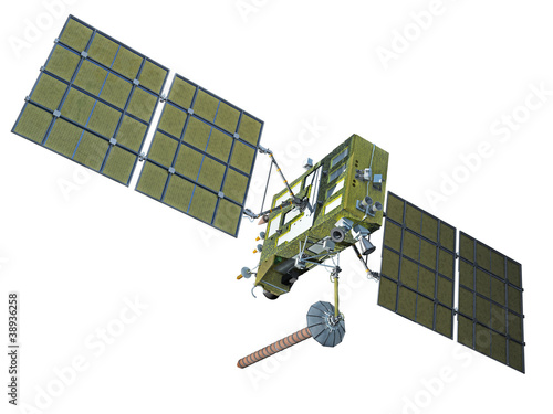 Illustration: Modern navigation satellite isolated on white Modern navigation satellite isolated on white