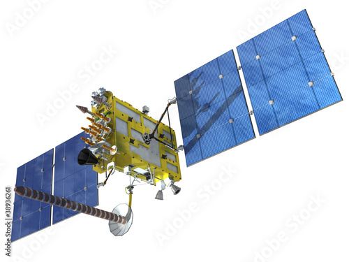 Illustration: Modern navigation satellite isolated on white Modern navigation satellite isolated on white