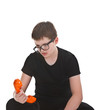 young boy getting bored