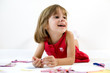 Photo: Smiling little girl with a crayon Smiling little girl with a crayon