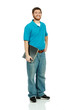 Caucasian College Student on White Background