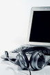 Foto: Laptop and headphone for digital entertainment Laptop and headphone for digital entertainment