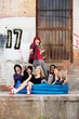 Photo: Crazy teen punks sitting in a blue pool Crazy teen punks sitting in a blue pool
