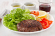 grilled hamburger with salad
