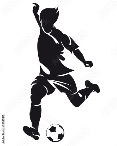 Vector: Vector football (soccer) player silhouette with ball isolated Vector football (soccer) player silhouette with ball isolated