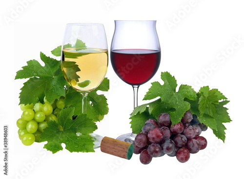 Foto: Weißwein und Rotwein Weißwein und Rotwein
