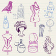 Set of Fashion Hand drawn Doodles - for your design and scrapboo Set of Fashion Hand drawn Doodles - for your design and scrapboo