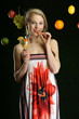 The beautiful girl with fruit