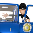 thief stealing a car close up