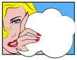 Vector comic woman with speech bubble