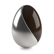 Illustration: chocolate easter egg with silver decoration on white background chocolate easter egg with silver decoration on white background