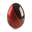 Illustration: chocolate easter egg with red decoration on white background chocolate easter egg with red decoration on white background