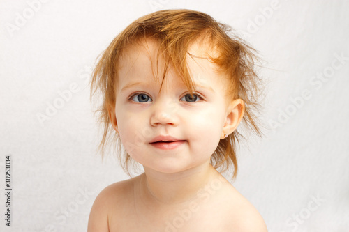 Photo: Red haired toddler with messy hair Red haired toddler with messy hair