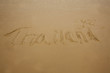 The Word Thailand Written In Sand