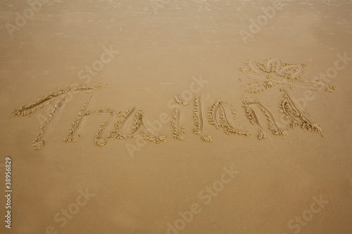 Photo: The Word Thailand Written In Sand The Word Thailand Written In Sand
