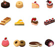 cartoon cake icons set cartoon cake icons set