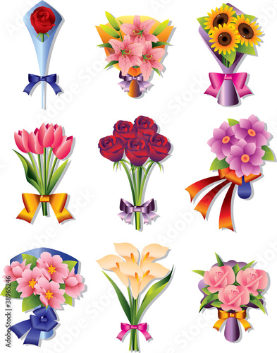 Vector: flower bouquet icons flower bouquet icons