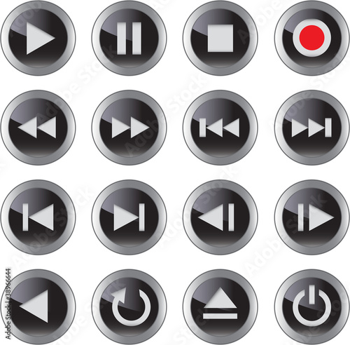 Vector: Multimedia icon/button set Multimedia icon/button set