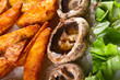 Grilled mushrooms and potato